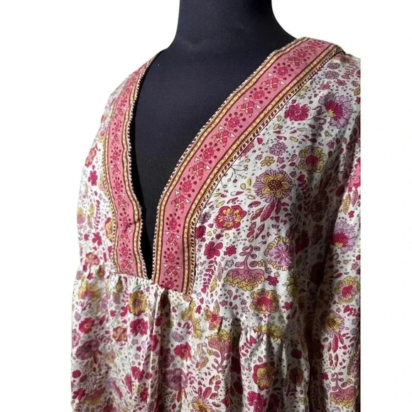 Cynthia‎ Rowley Women's 1X Floral Boho Blouse Tunic Bell Sleeve Fairy Hippie NWT - Picture 2 of 7